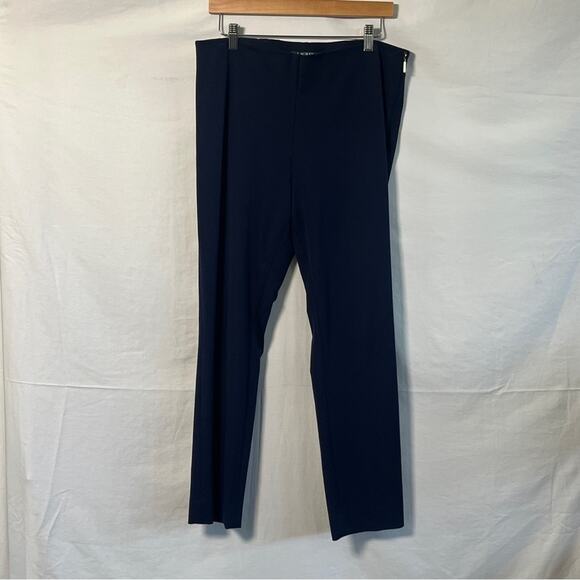 Lauren Ralph Lauren Navy Pants Women Size 12 Side Zip Straight Flat Front Preppy - Picture 1 of 12